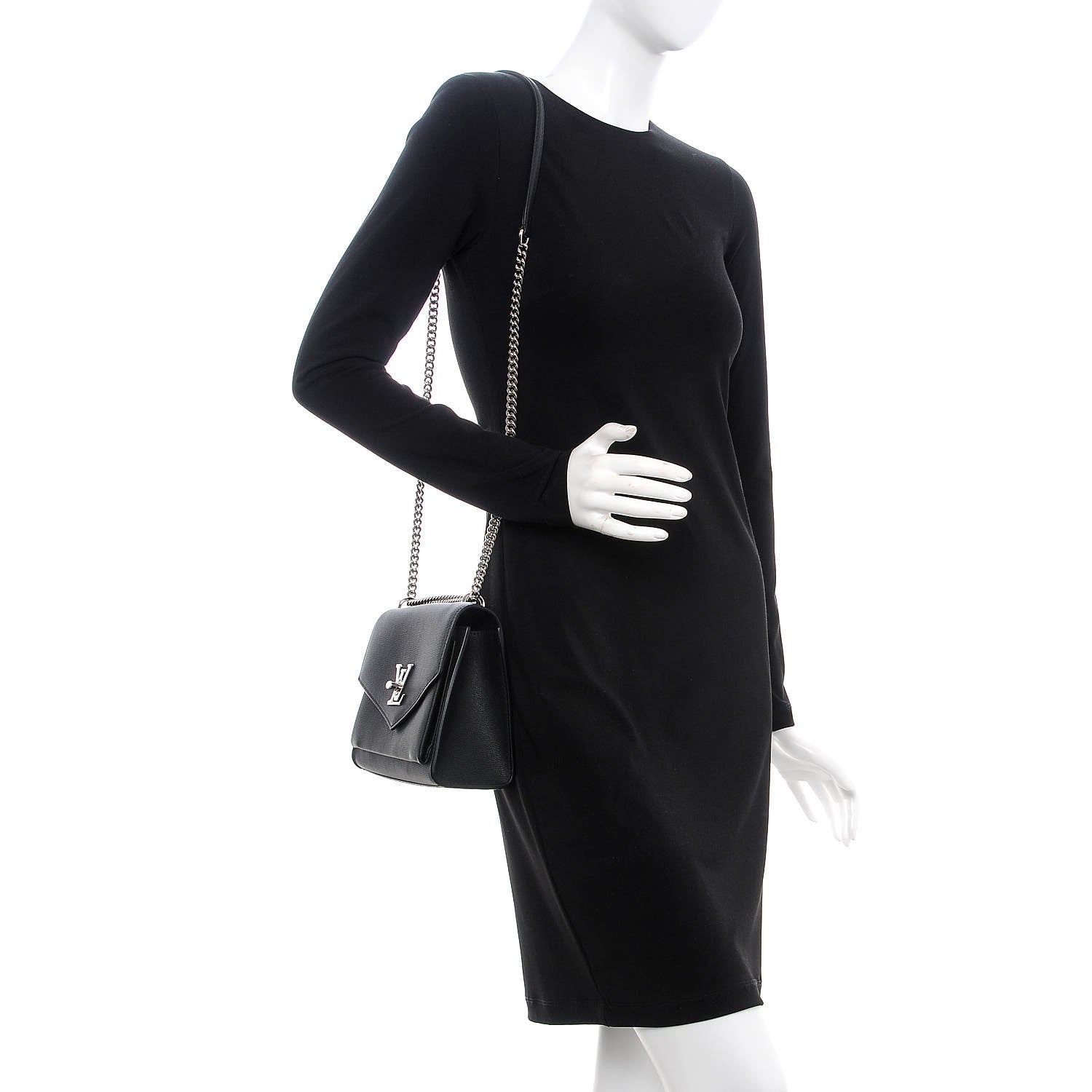 Louis Vuitton Soft Calfskin My Lockme Chain Bag BB Black 2 of 8