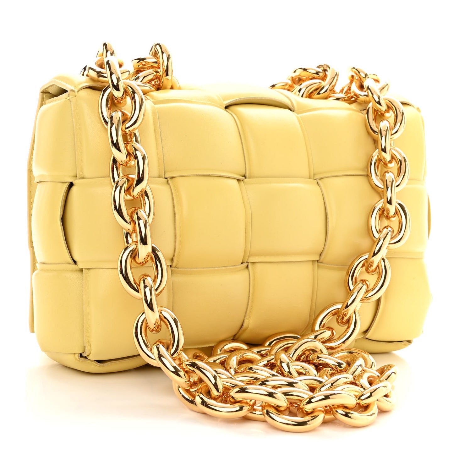 Lambskin Maxi Intreccio Padded Chain Cassette Crossbody Bag Corn