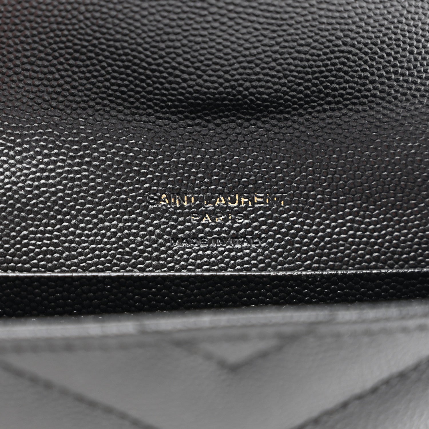 Saint Laurent Grain De Poudre Matelasse Chevron Small Monogram Envelope Wallet Black 6 of 8