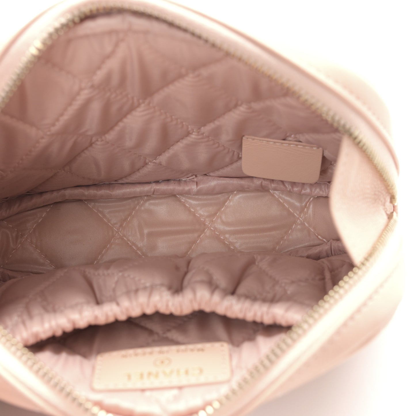Caviar Quilted Small Curvy Pouch Cosmetic Case Light Pink