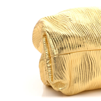 Bottega Veneta Metallic Bark Calfskin Embossed The Pouch Oversized Clutch Oro 9 of 10