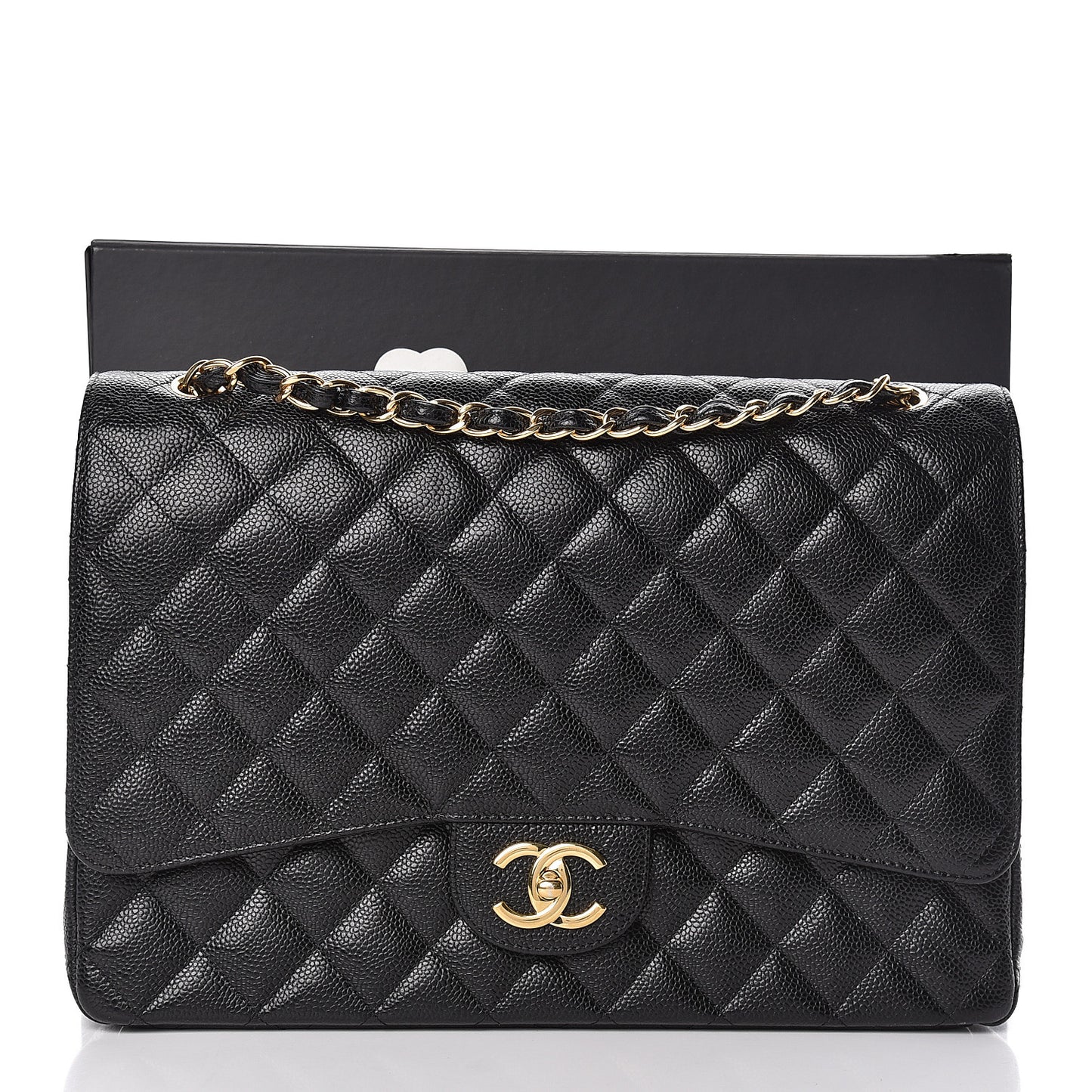 Caviar Quilted Maxi Double Flap Black