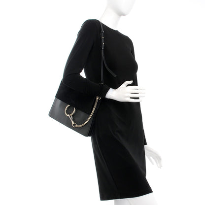Chloe Suede Calfskin Medium Faye Shoulder Bag Black 2 of 9