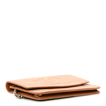 Chanel Lambskin Timeless CC Wallet On Chain WOC Light Brown 4 of 17