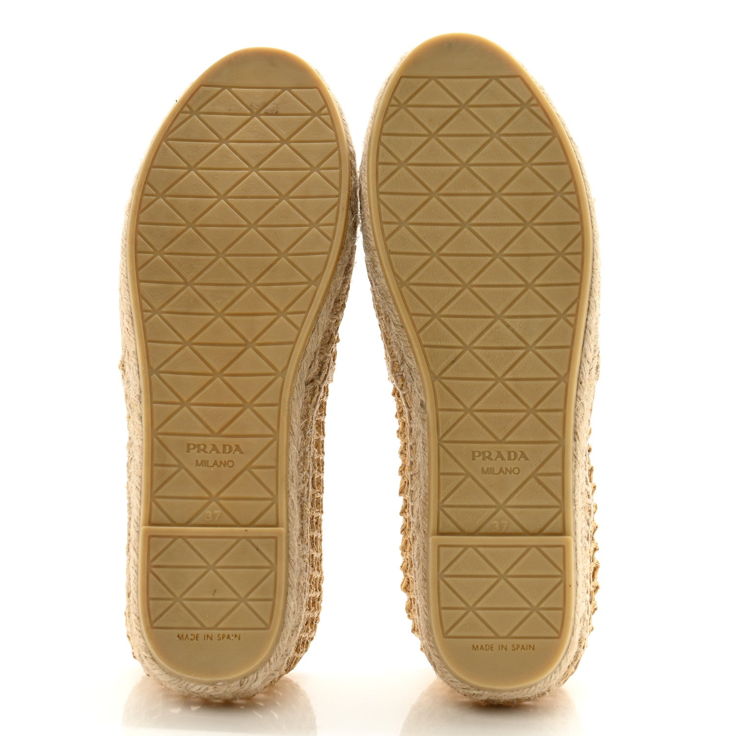 Prada Raffia Triangle Logo Crochet 20mm Espadrilles 37 Naturale 5 of 10