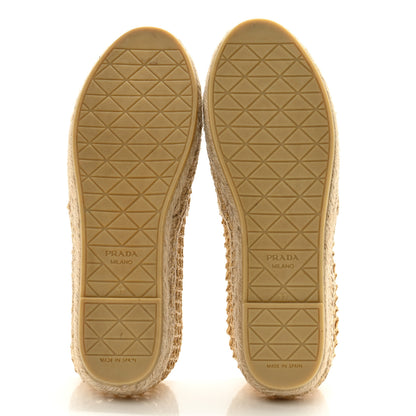 Prada Raffia Triangle Logo Crochet 20mm Espadrilles 37 Naturale 5 of 10