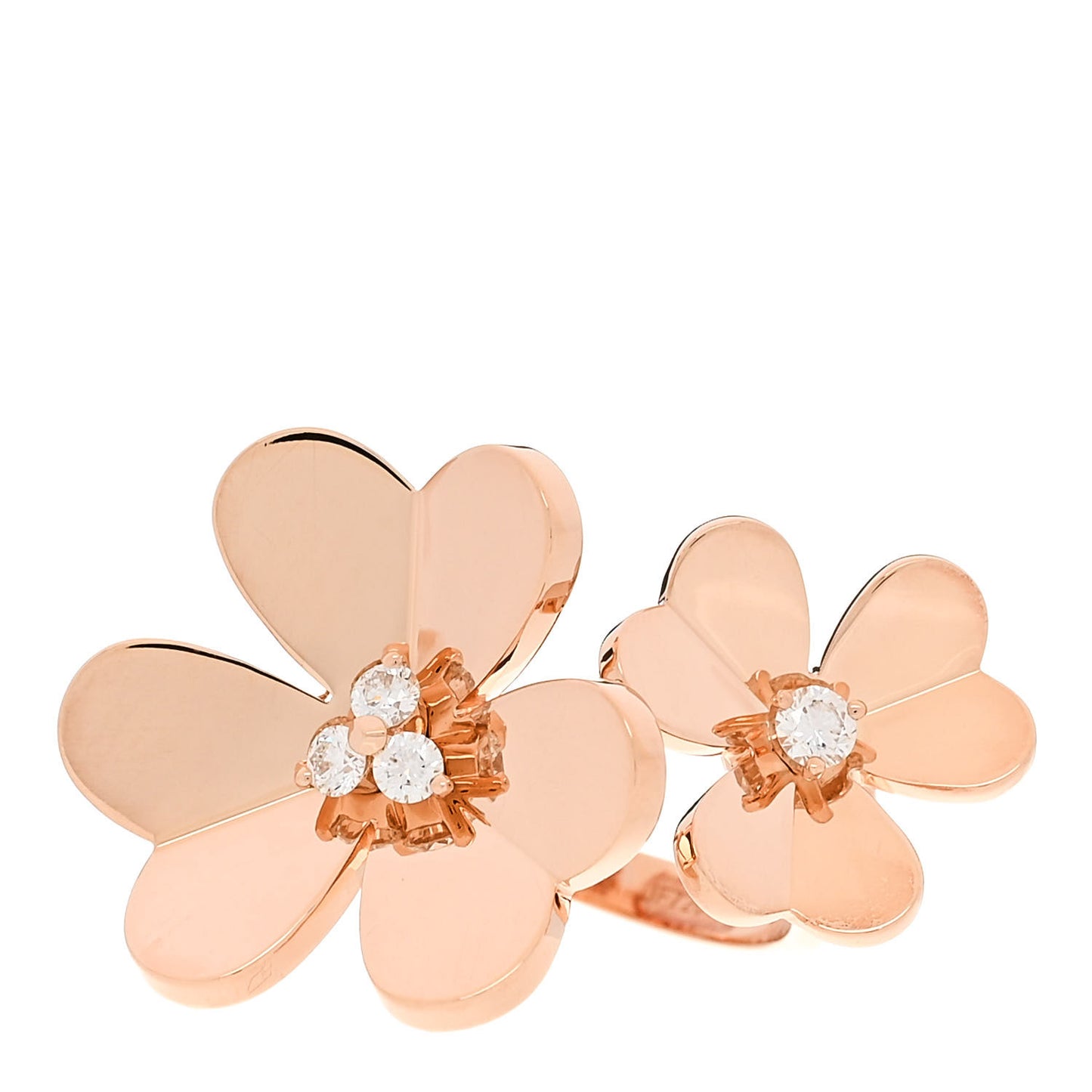 18K Rose Gold Diamond Frivole Between The Finger Ring 51 5.75