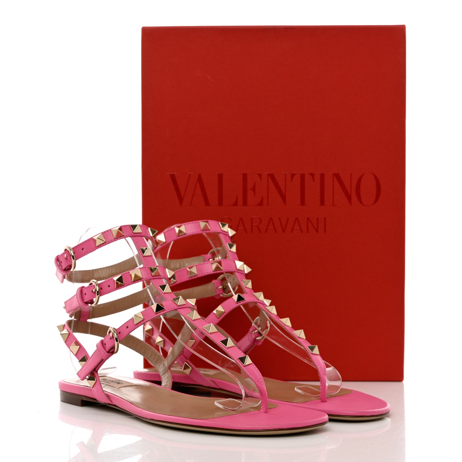 Valentino Garavani Calfskin Rockstud Gladiator Flat Sandals 37 Feminine Pink 11 of 11