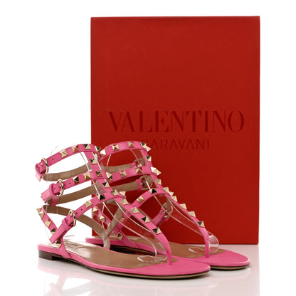 Valentino Garavani Calfskin Rockstud Gladiator Flat Sandals 37 Feminine Pink 11 of 11