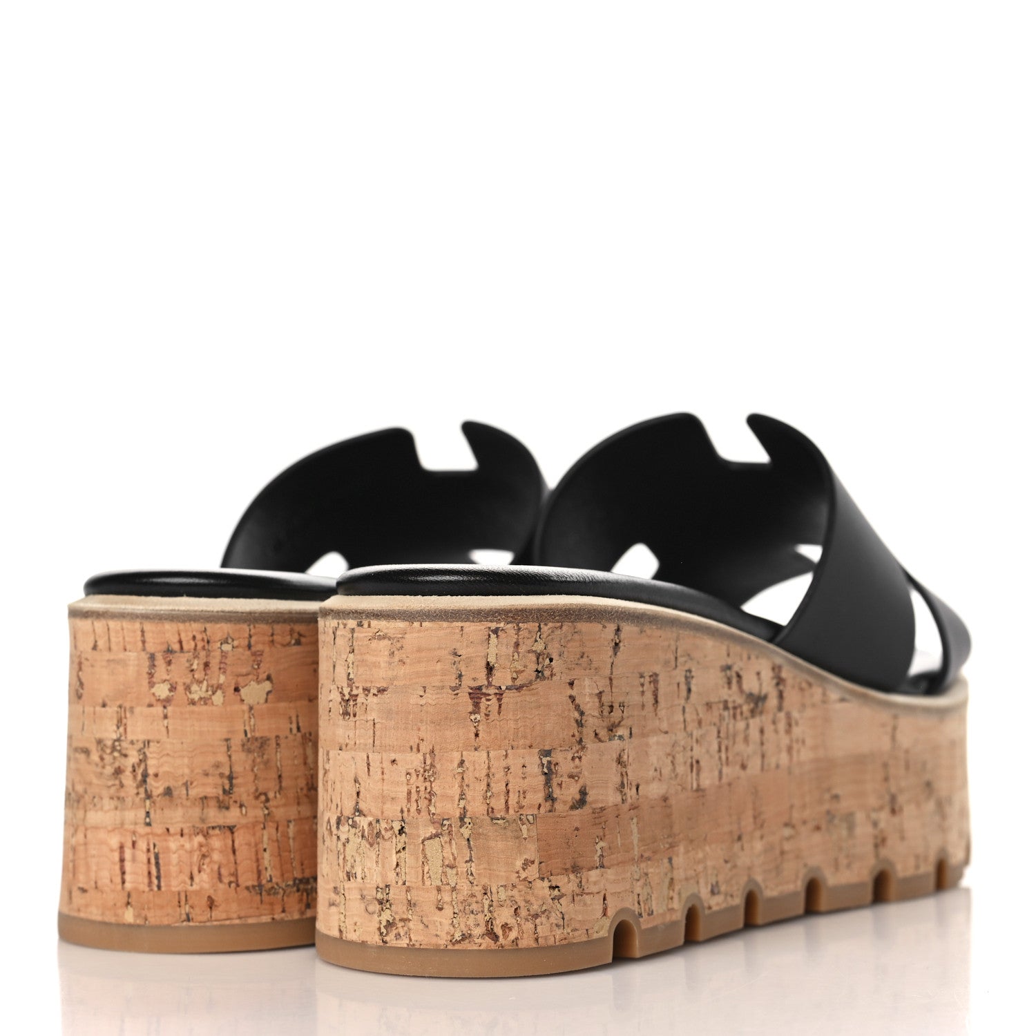 Hermes Calfskin Cork Eze 30 Sandals 38 Black 4 of 9