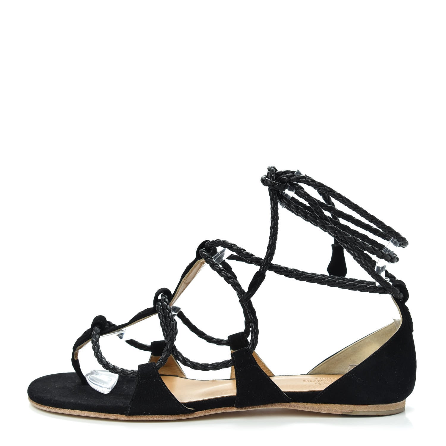 Hermes Suede Gladiator Wrap Sandals 38 Black 1 of 11