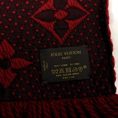 Louis Vuitton Wool Silk Logomania Scarf Rubis 3 of 4