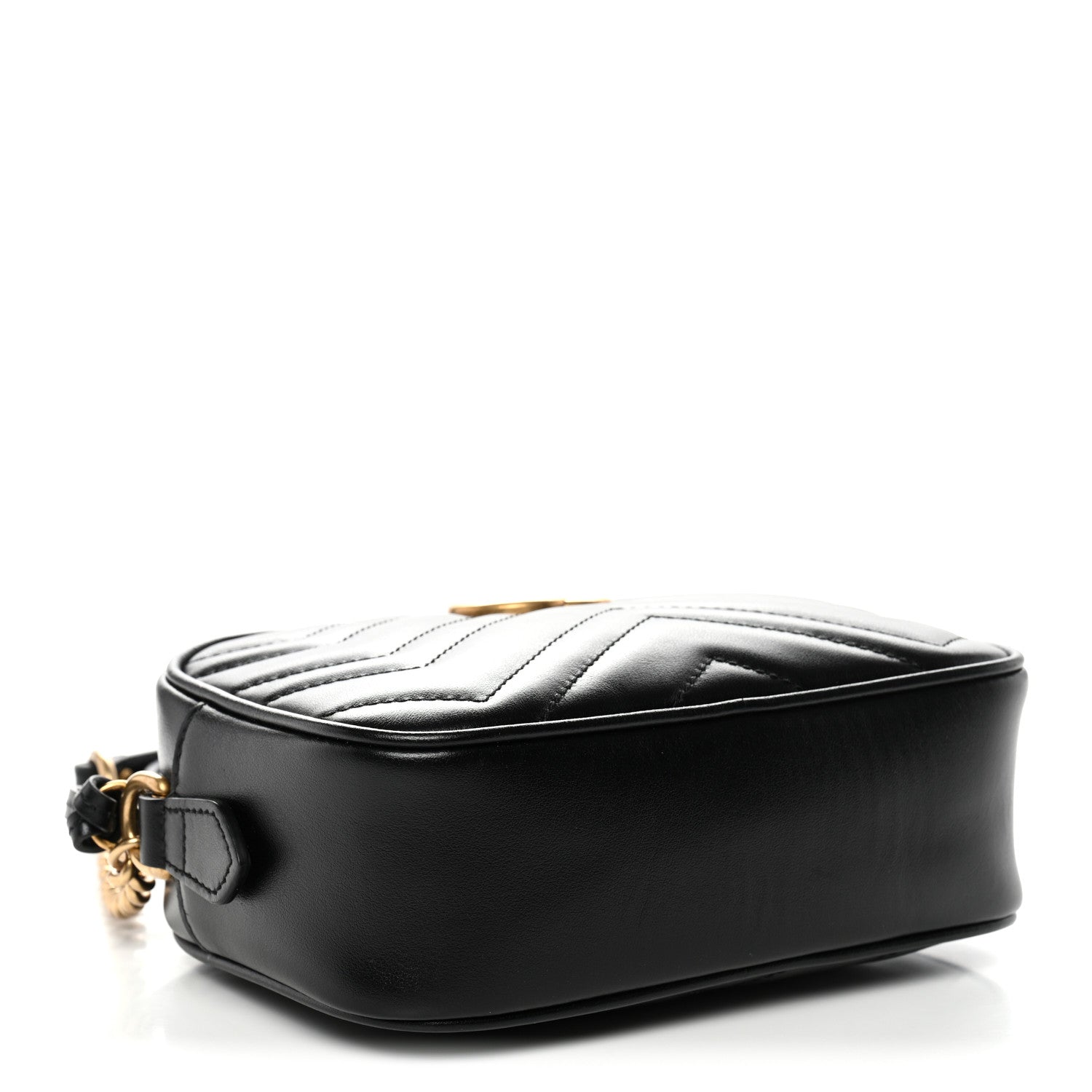 Gucci Calfskin Matelasse Mini GG Marmont Chain Shoulder Bag Black 4 of 10