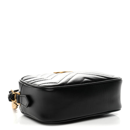 Gucci Calfskin Matelasse Mini GG Marmont Chain Shoulder Bag Black 4 of 10