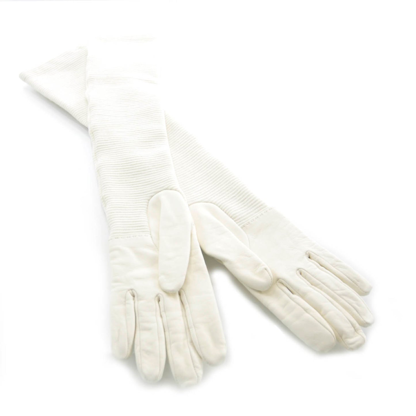 Lambskin Wool Long Gloves Size 7 White