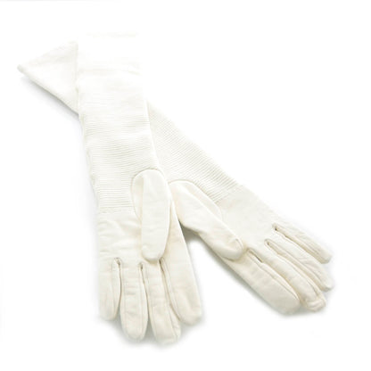 Chanel Lambskin Wool Long Gloves Size 7 White 2 of 5
