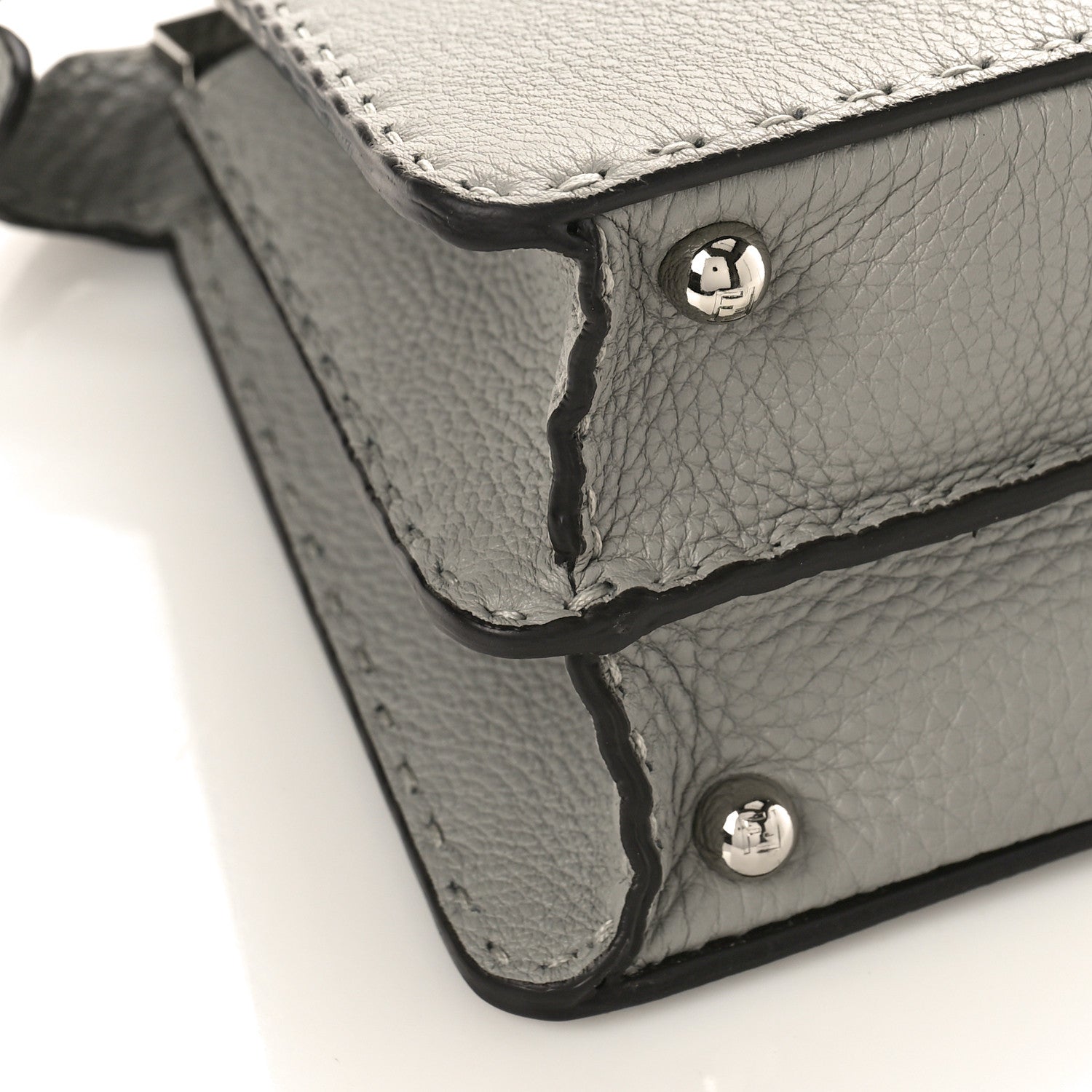 Fendi Cuoio Romano Selleria Bi-Color Small Peekaboo I SEE U Satchel Ghiaccio Asfalto 7 of 8
