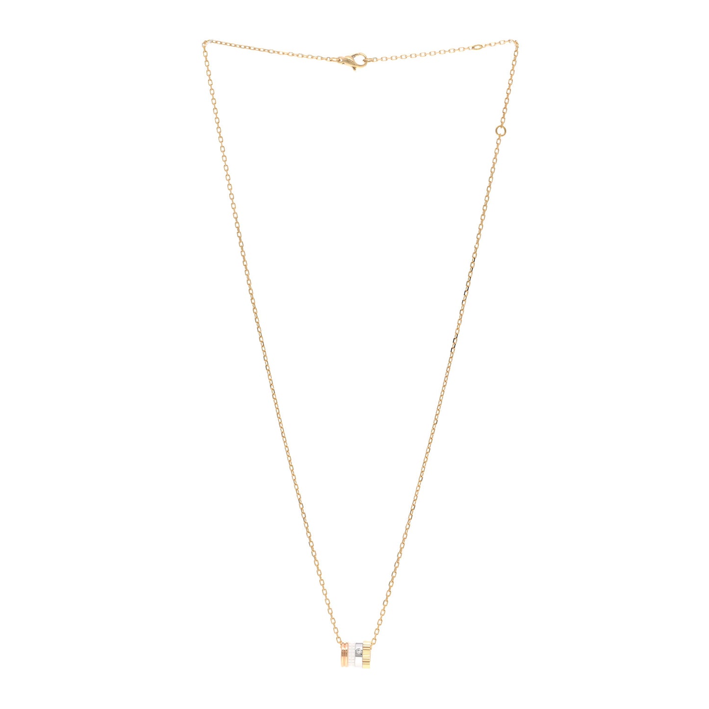 18K White Yellow Rose Gold Diamond Ceramic Quatre Mini Ring Pendant Necklace