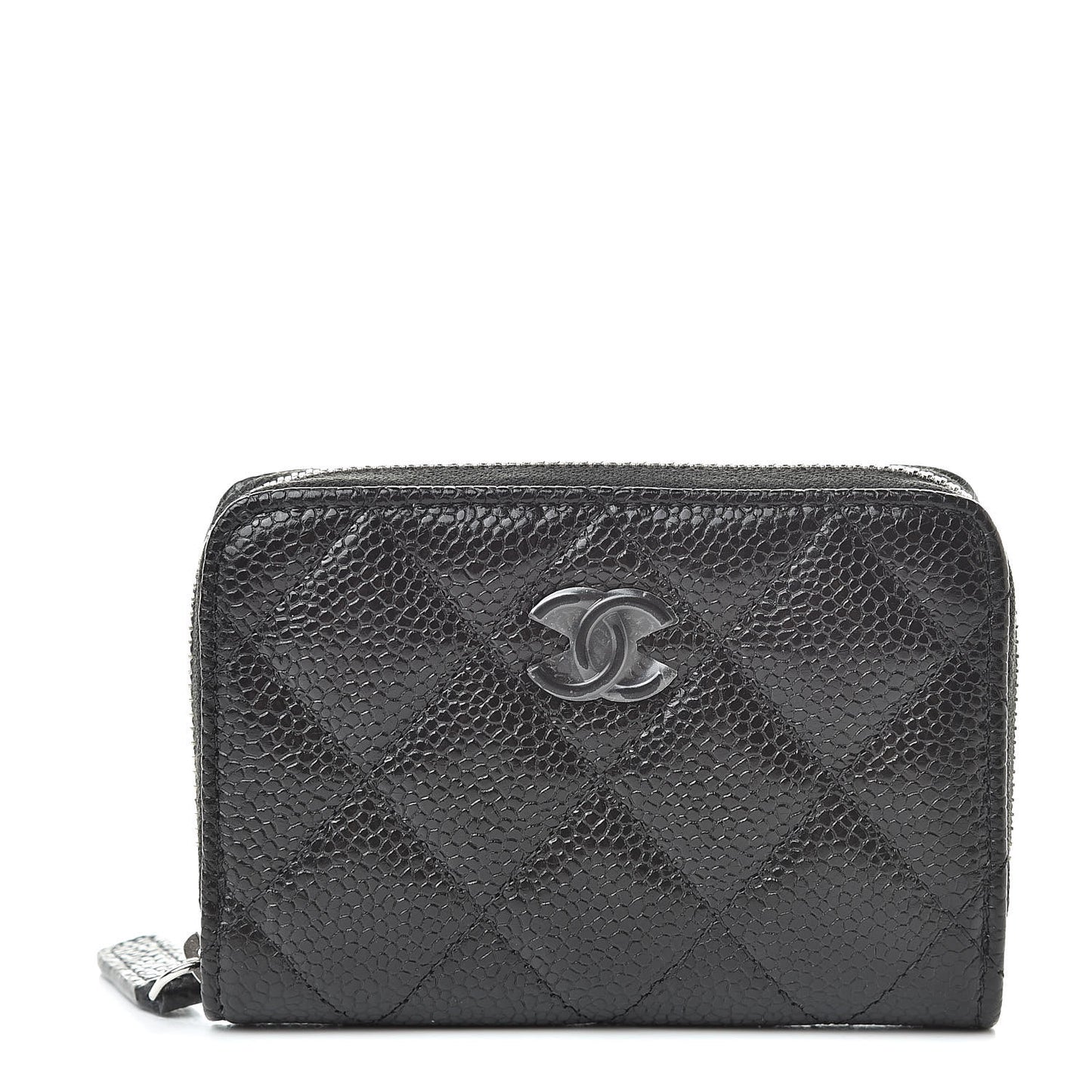 Caviar Quilted Incognito Zip Coin Purse Black