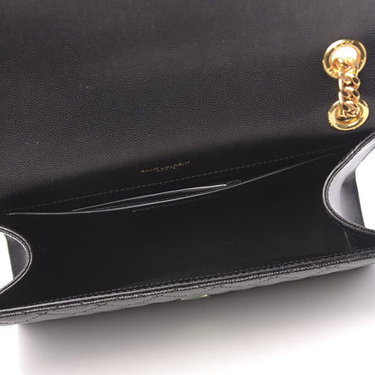 Saint Laurent Grain De Poudre Textured Mixed Matelasse Triquilt Medium Monogram Satchel Black 5 of 10