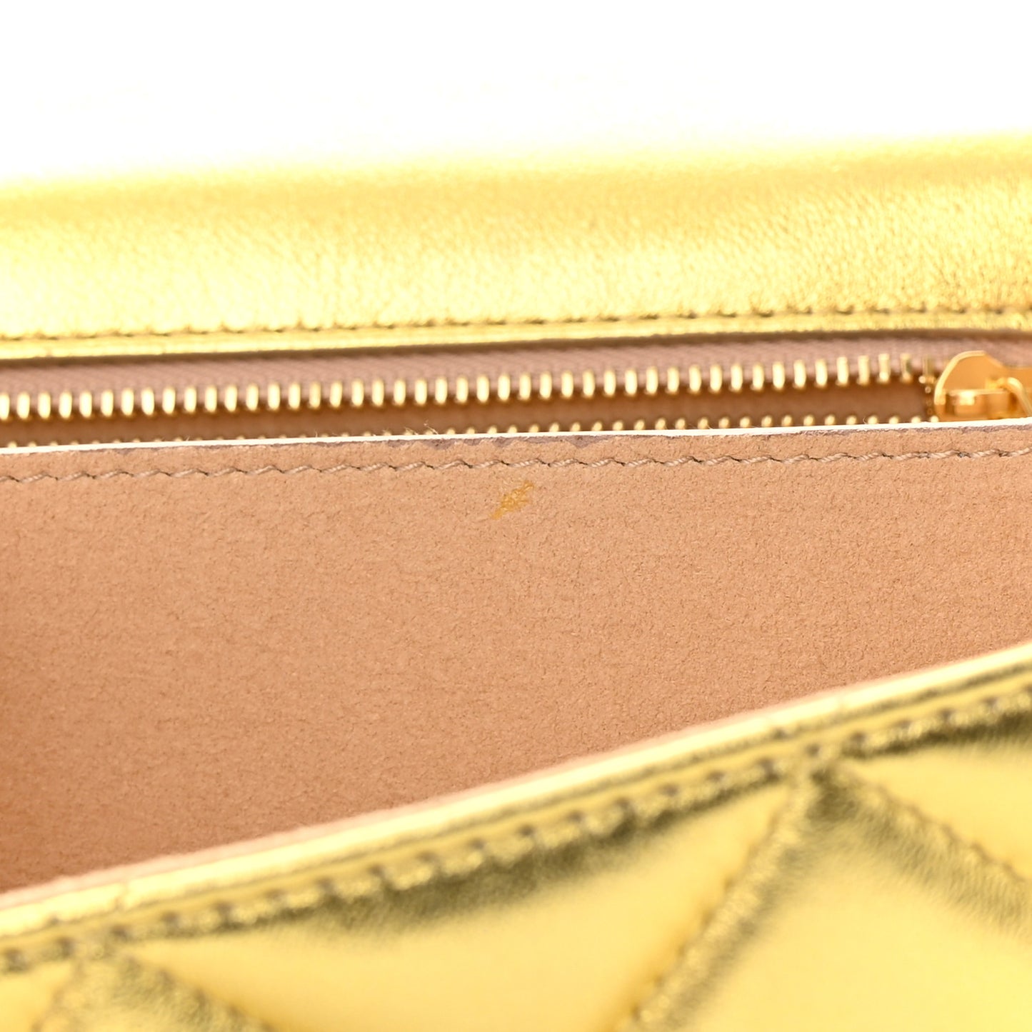 Metallic Calfskin Quilted Knuckle Shoulder Bag Gold