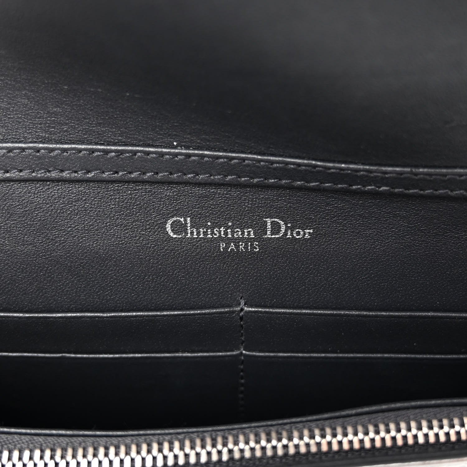 Christian Dior Metallic Patent Micro-Cannage Diorama Wallet on Chain Pouch Silver 6 of 10