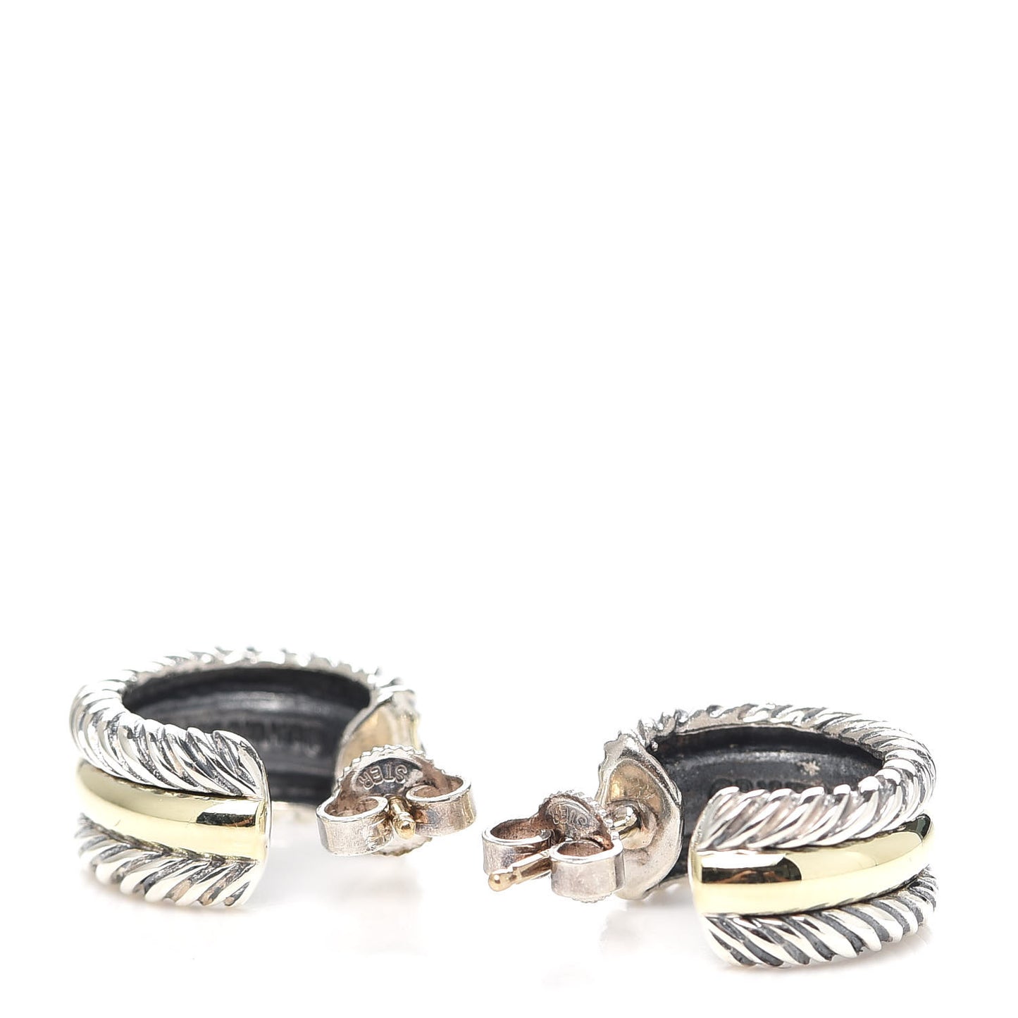 Sterling Silver 14K Yellow Gold 16mm Cable Classics Hoop Earrings