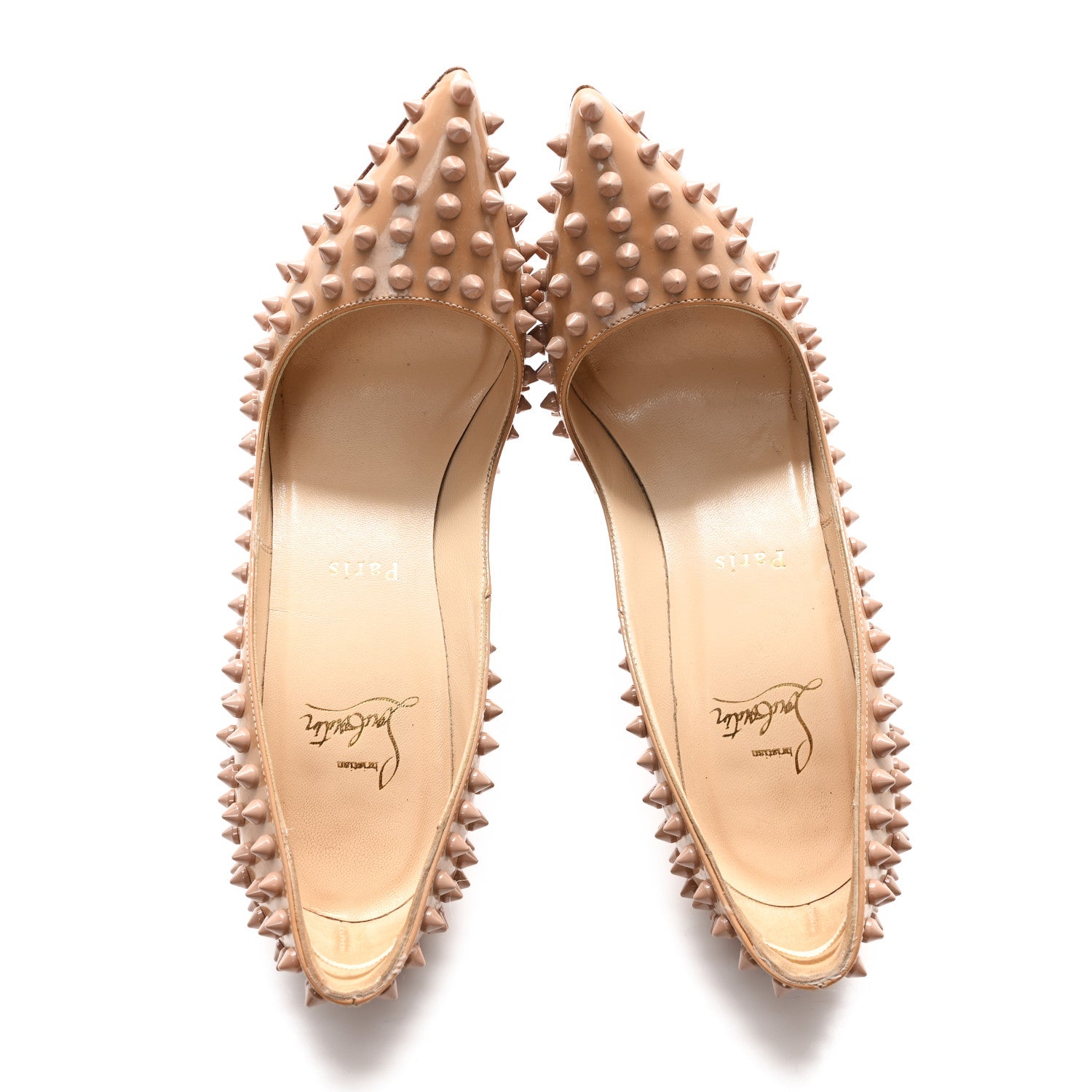 Christian Louboutin Patent Pigalle Spikes 120 Pumps 36 Nude 2 of 9