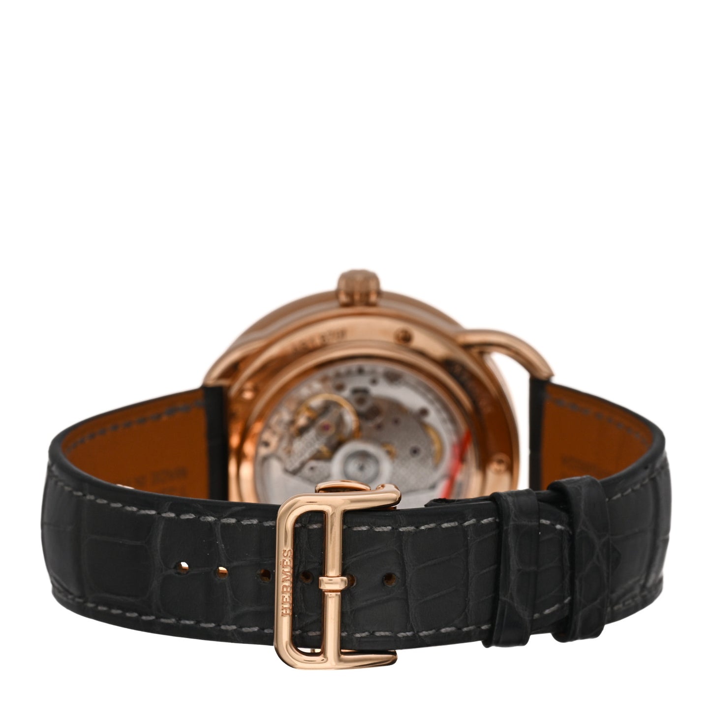 18K Rose Gold Alligator Mother of Pearl Meteorite 43mm Arceau De La Lune Moon Phase Automatic Watch Graphite