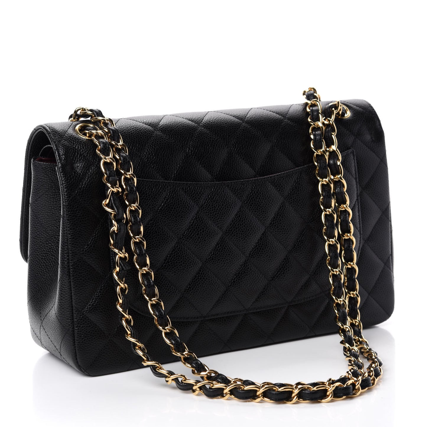 Caviar Quilted Jumbo Double Flap Black