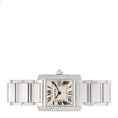 Cartier 18K White Gold Diamond Bezel 25mm Tank Francaise Quartz Watch 2 of 5