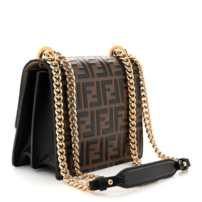 Fendi Vitello Liberty Bi-Color FF 1974 Embossed Small Kan U Shoulder Bag Maya Black 3 of 11