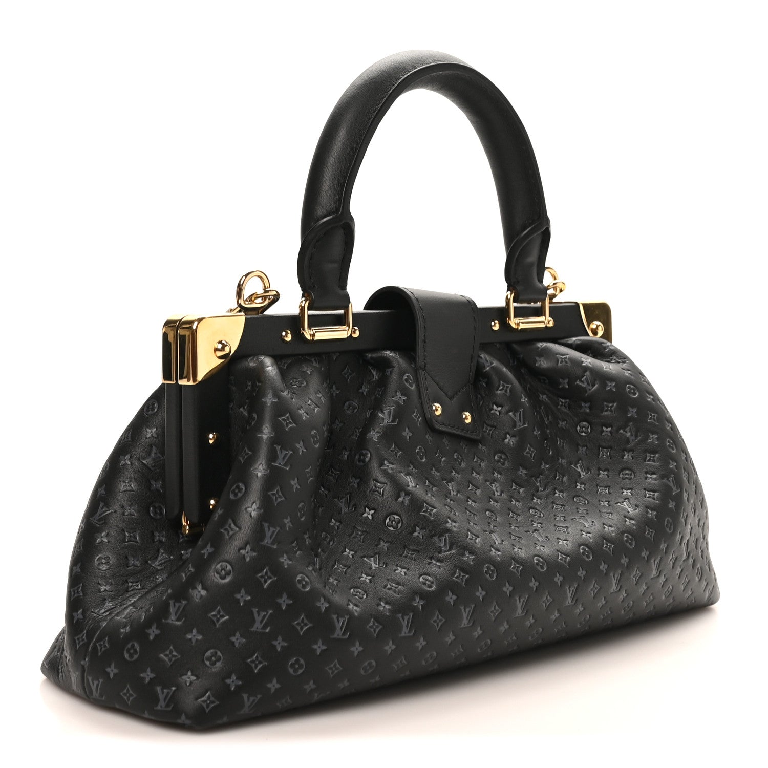 Louis Vuitton Calfskin Nanogram Embossed Clutch Black 3 of 9