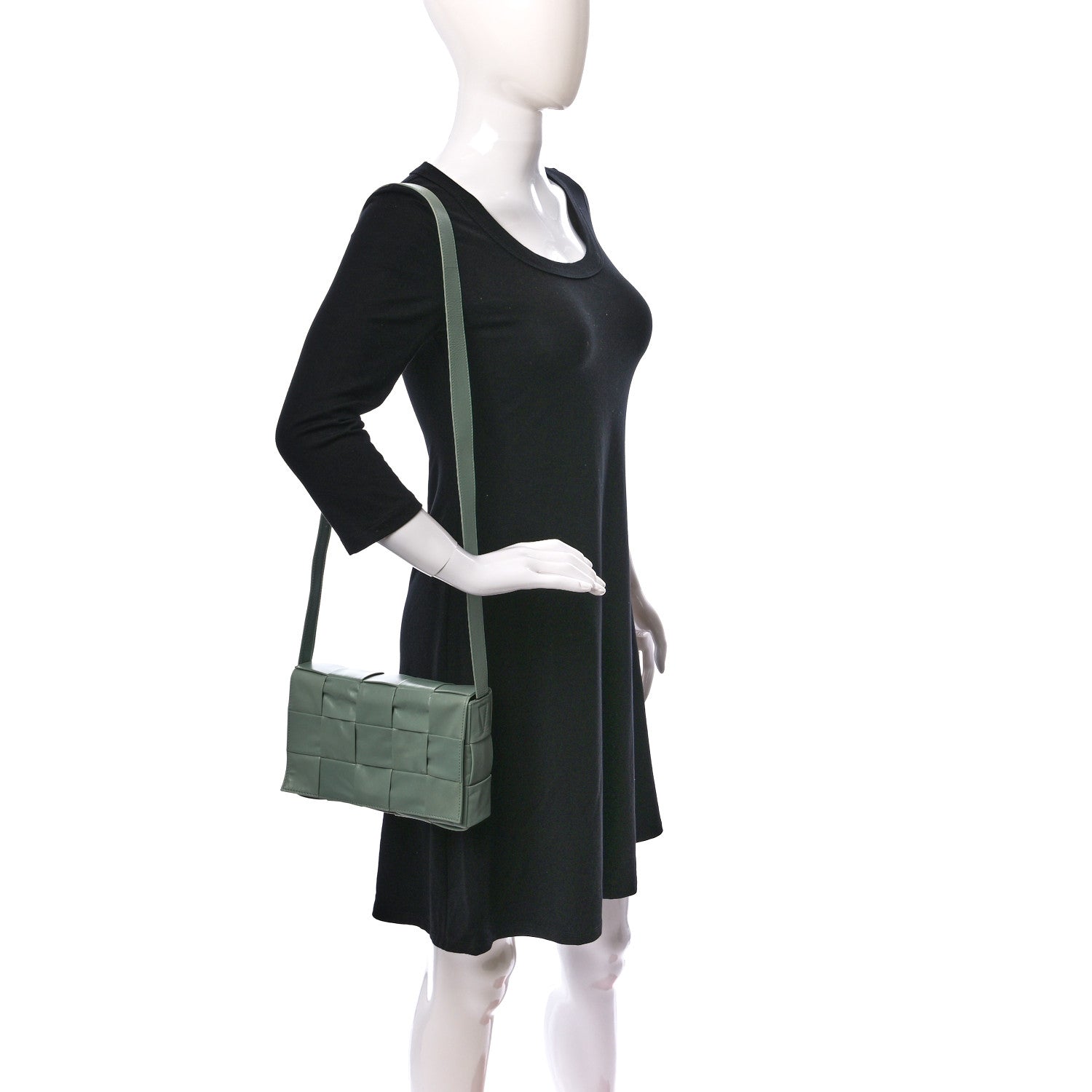 Bottega Veneta Paper Calfskin Maxi Intreccio Cassette Crossbody Bag Sage 2 of 8