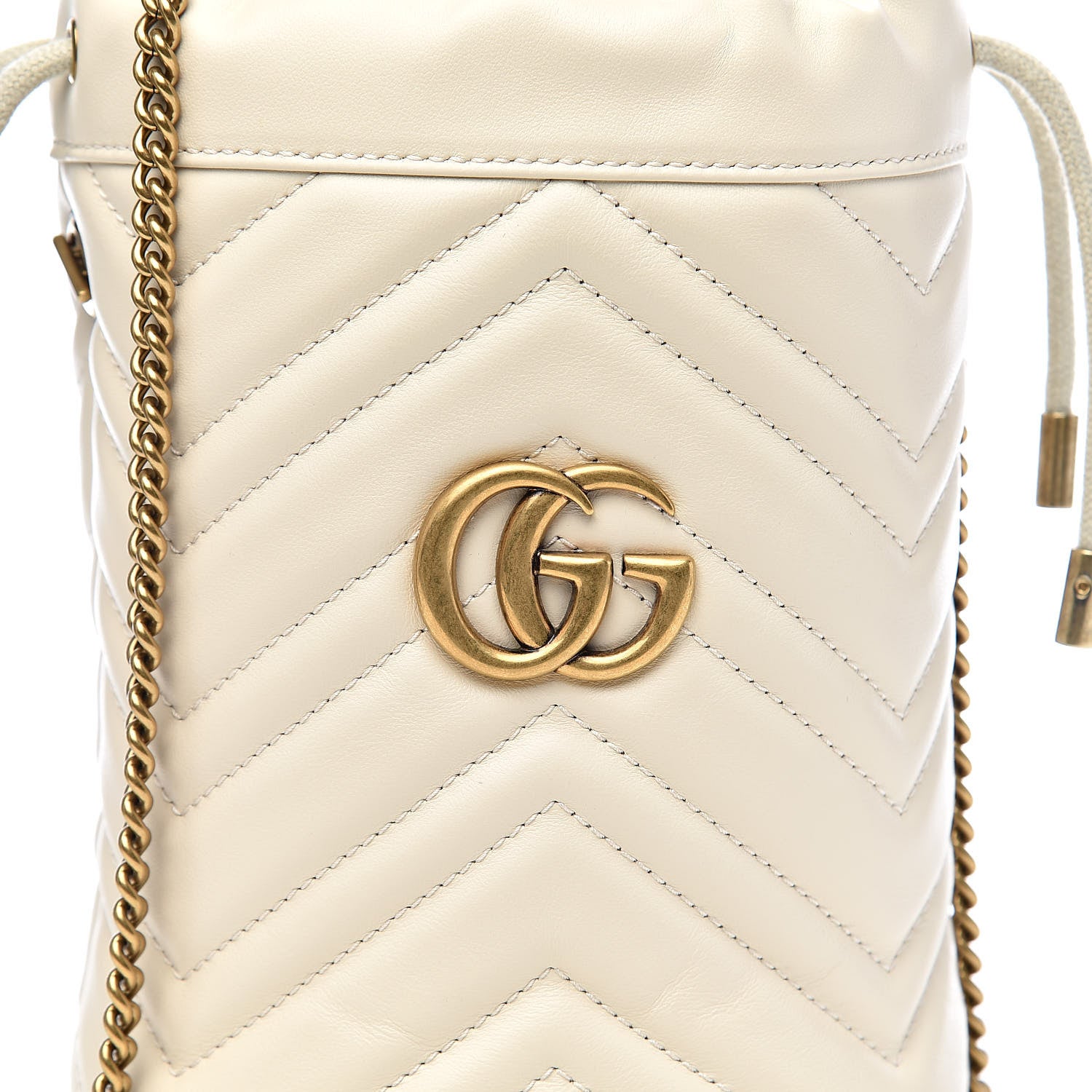 Gucci Calfskin Matelasse Mini GG Marmont 2.0 Bucket Bag White 9 of 10