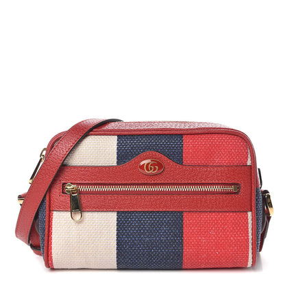 Gucci Canvas Sylvie Stripe Mini Ophidia Camera Bag Mystic White Hibiscus Red Maritime 1 of 11