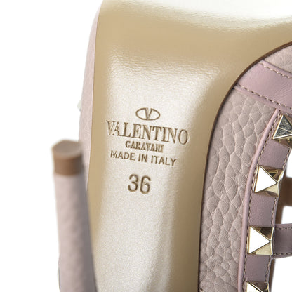 Valentino Garavani Pebbled Calfskin Rockstud Ankle Strap Pumps 36 Poudre 8 of 11