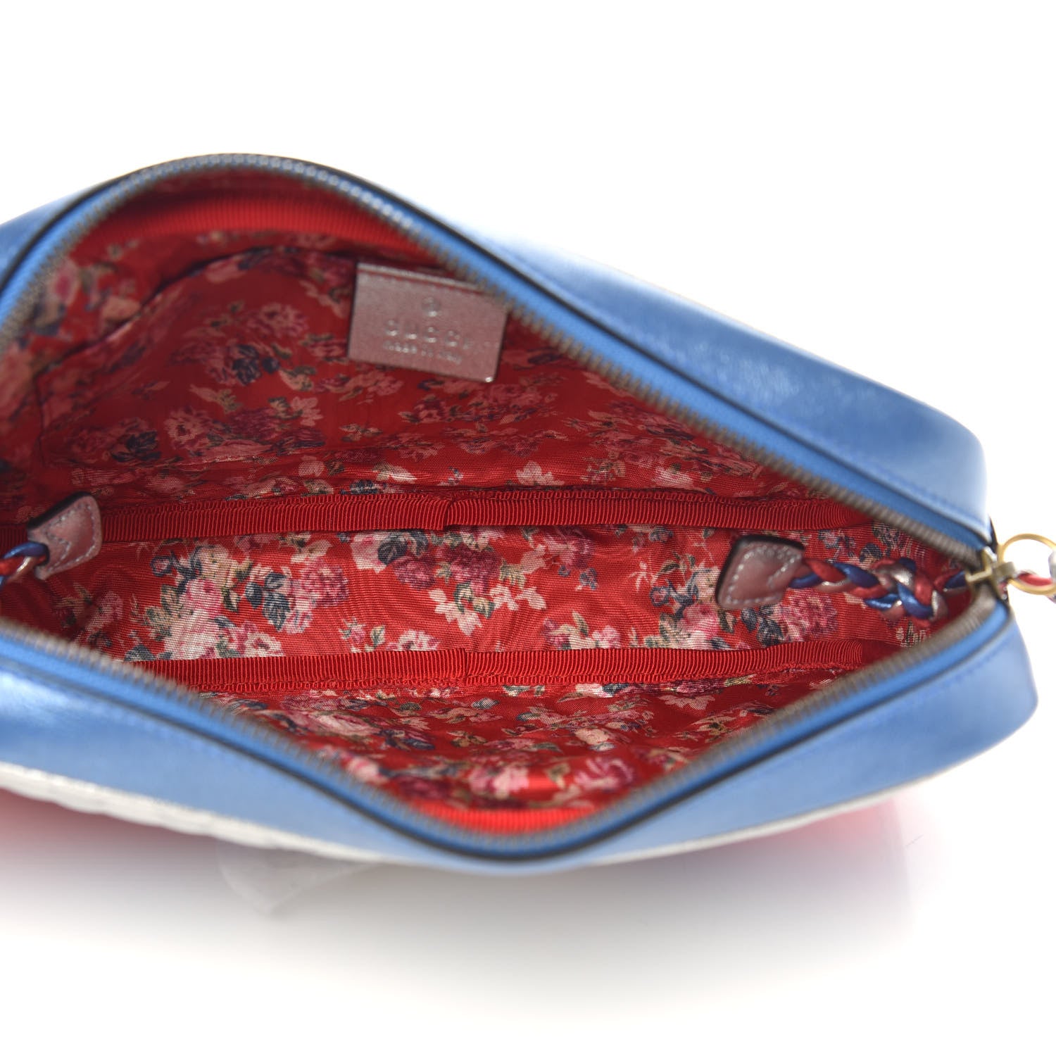 Gucci Laminated Nappa Trapuntata Small Zumi Shoulder Bag Rosso Marine Argento 5 of 9