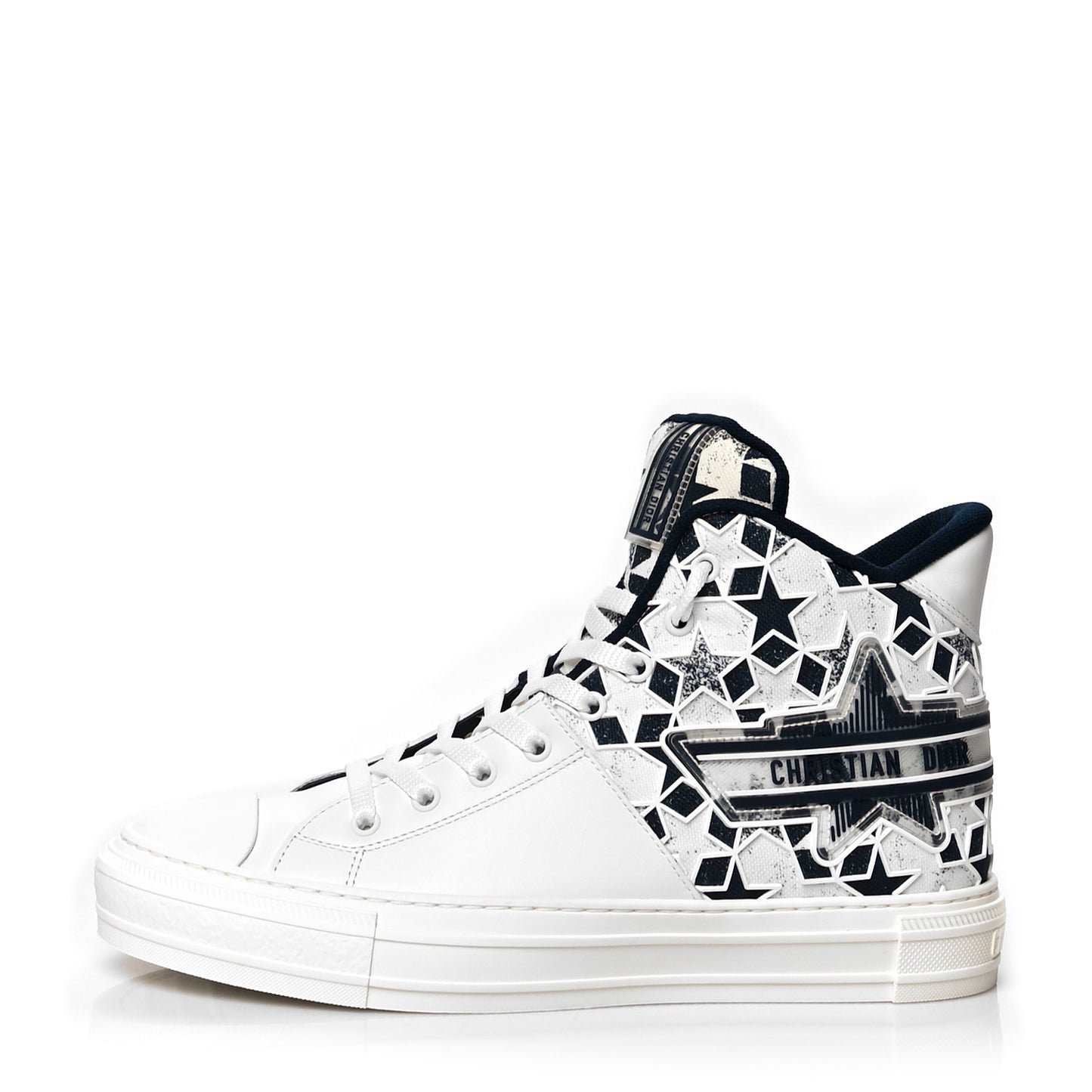 Canvas Embroidered Womens Walk'n' Dior Star High Top Sneakers 42 White Navy