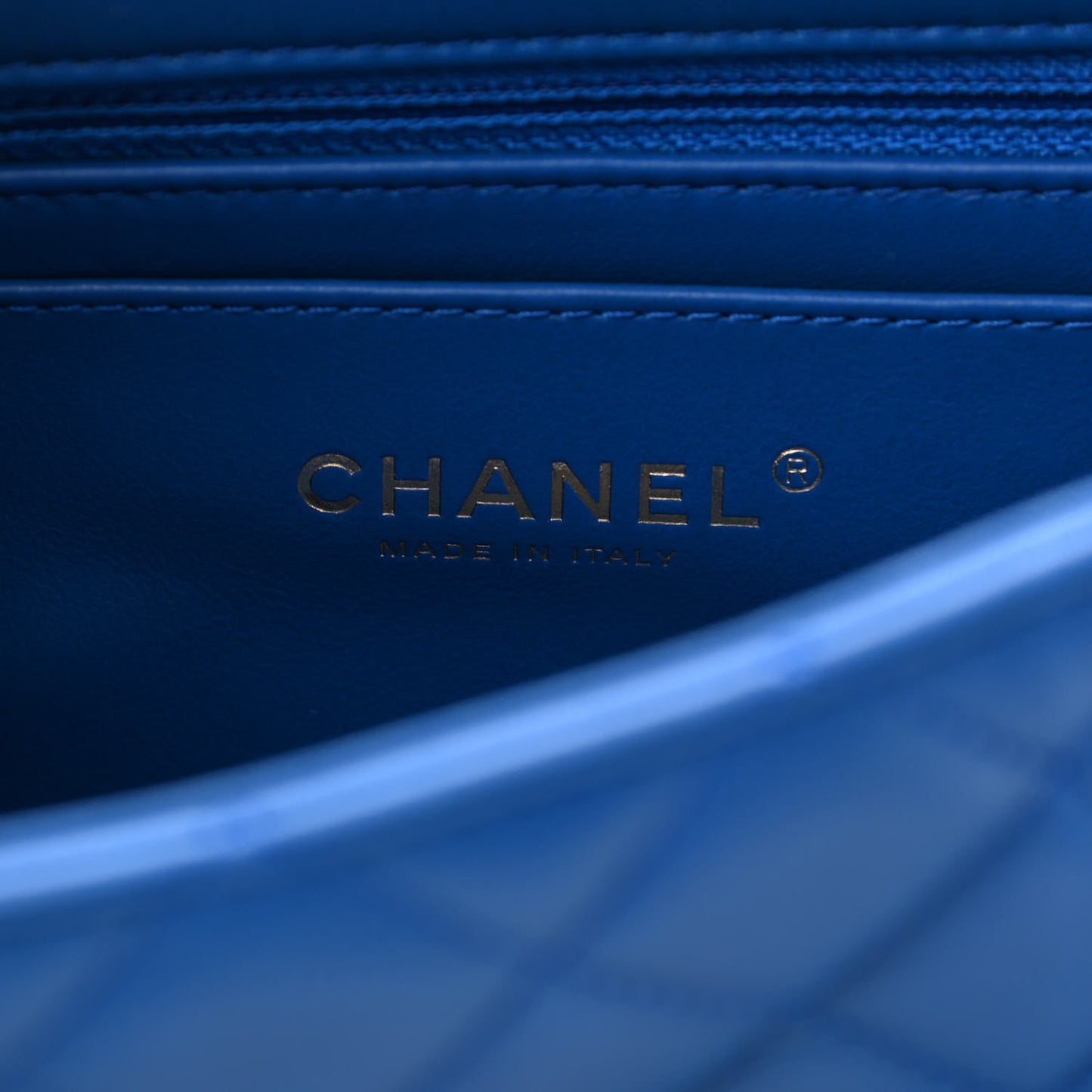 Lambskin Quilted Pearl Crush Mini Rectangular Flap Blue