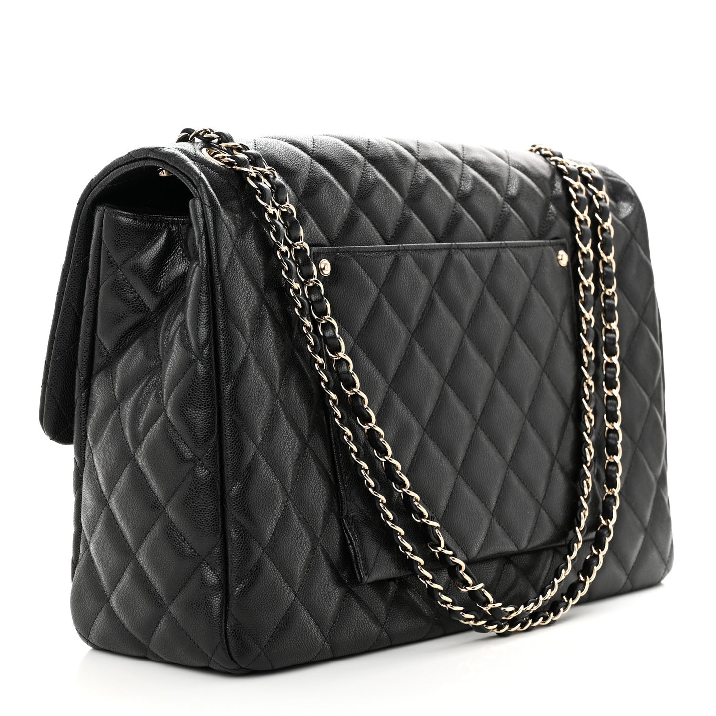 Caviar Quilted XXL Travel Flap Bag Black