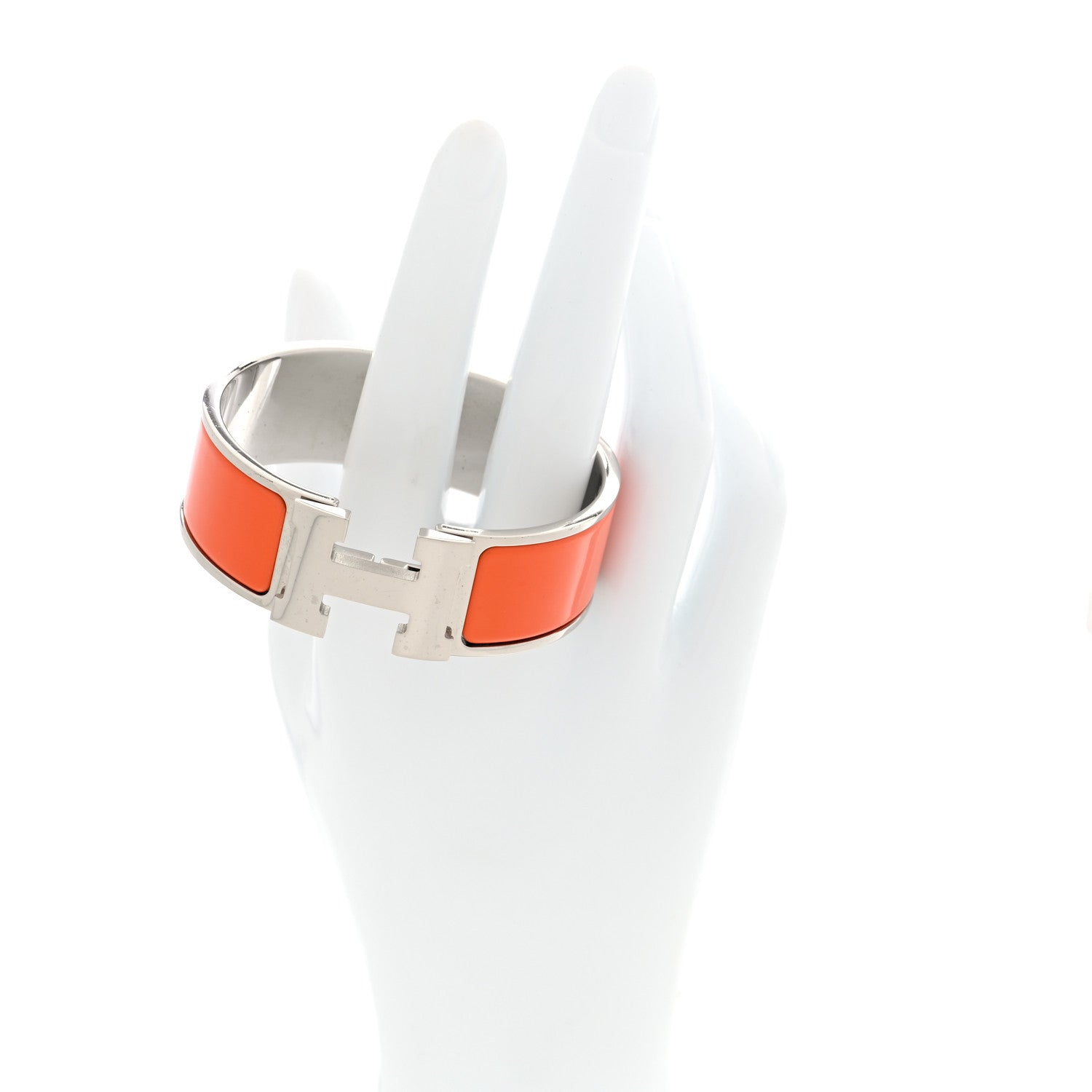 Hermes Enamel Wide Clic Clac H Bracelet PM Orange 2 of 4