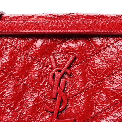 Saint Laurent Crinkled Calfskin Matelasse Monogram Baby Niki Chain Satchel Rouge Eros 7 of 10