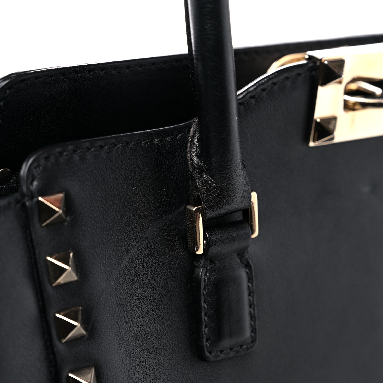 Valentino Garavani Vitello Small Rockstud Double Handle Tote Black 18 of 21