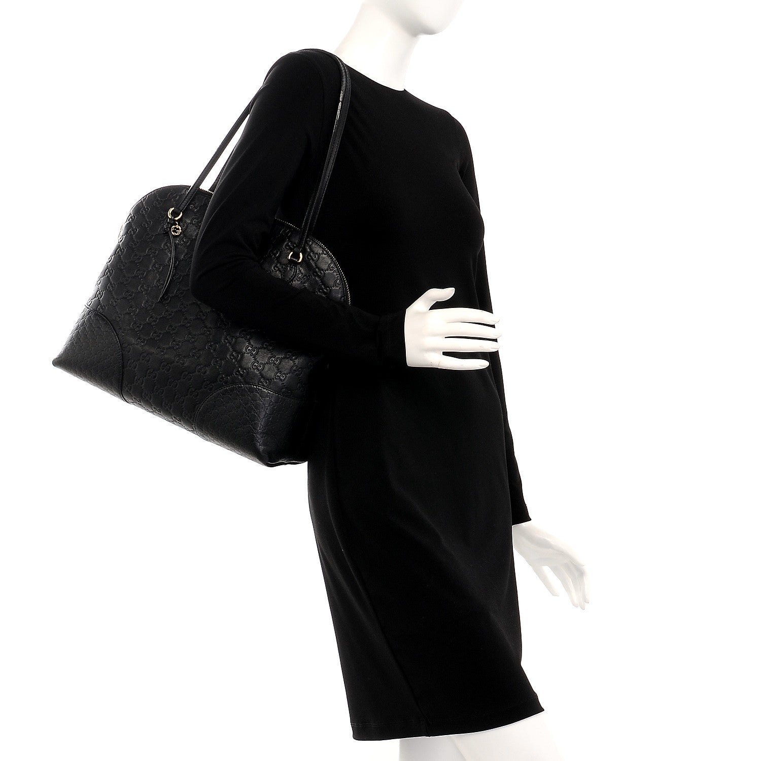 Gucci Guccissima Medium Bree Shoulder Bag Black 2 of 17