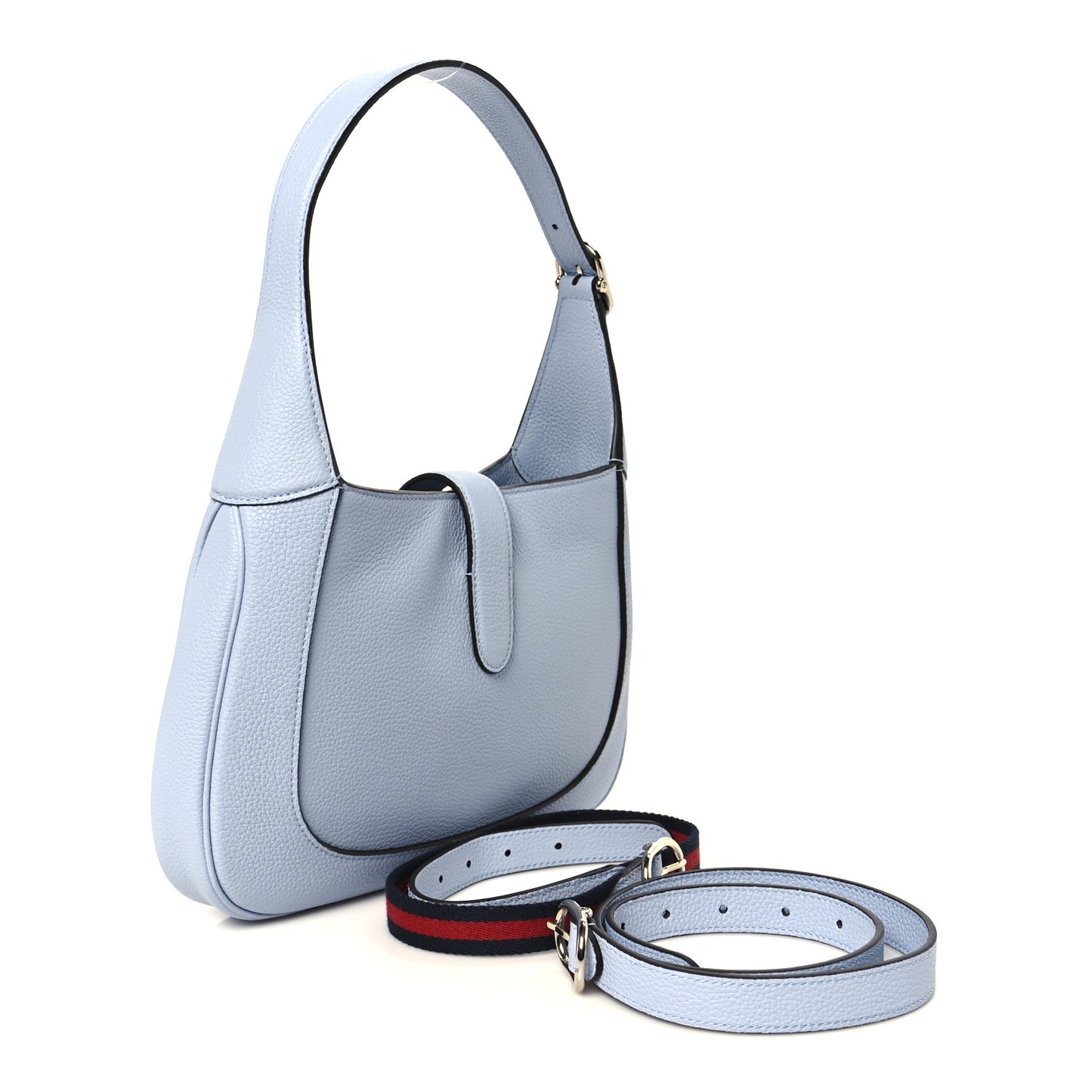 Grained Calfskin Web Medium Jackie 1961 Hobo Light Blue