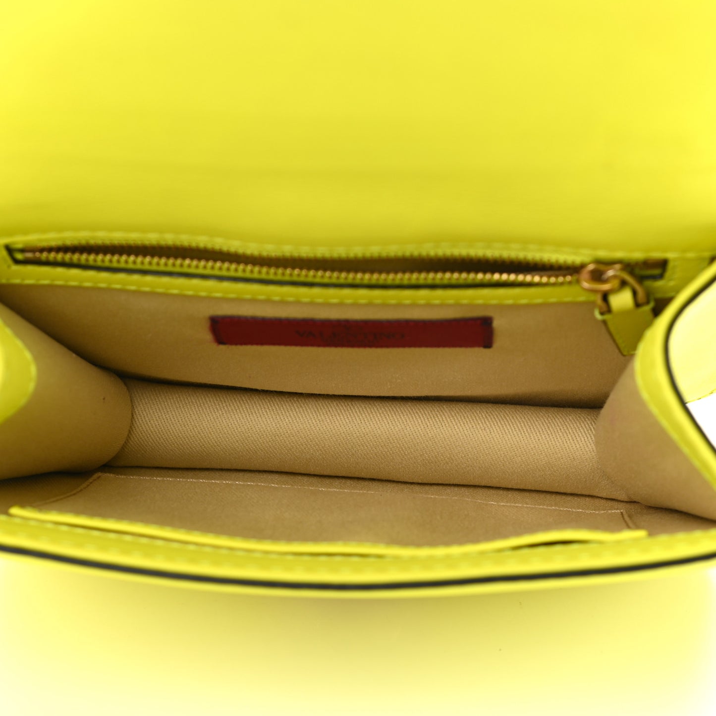 Vitello Small Glam Lock Rockstud Flap Neon Yellow