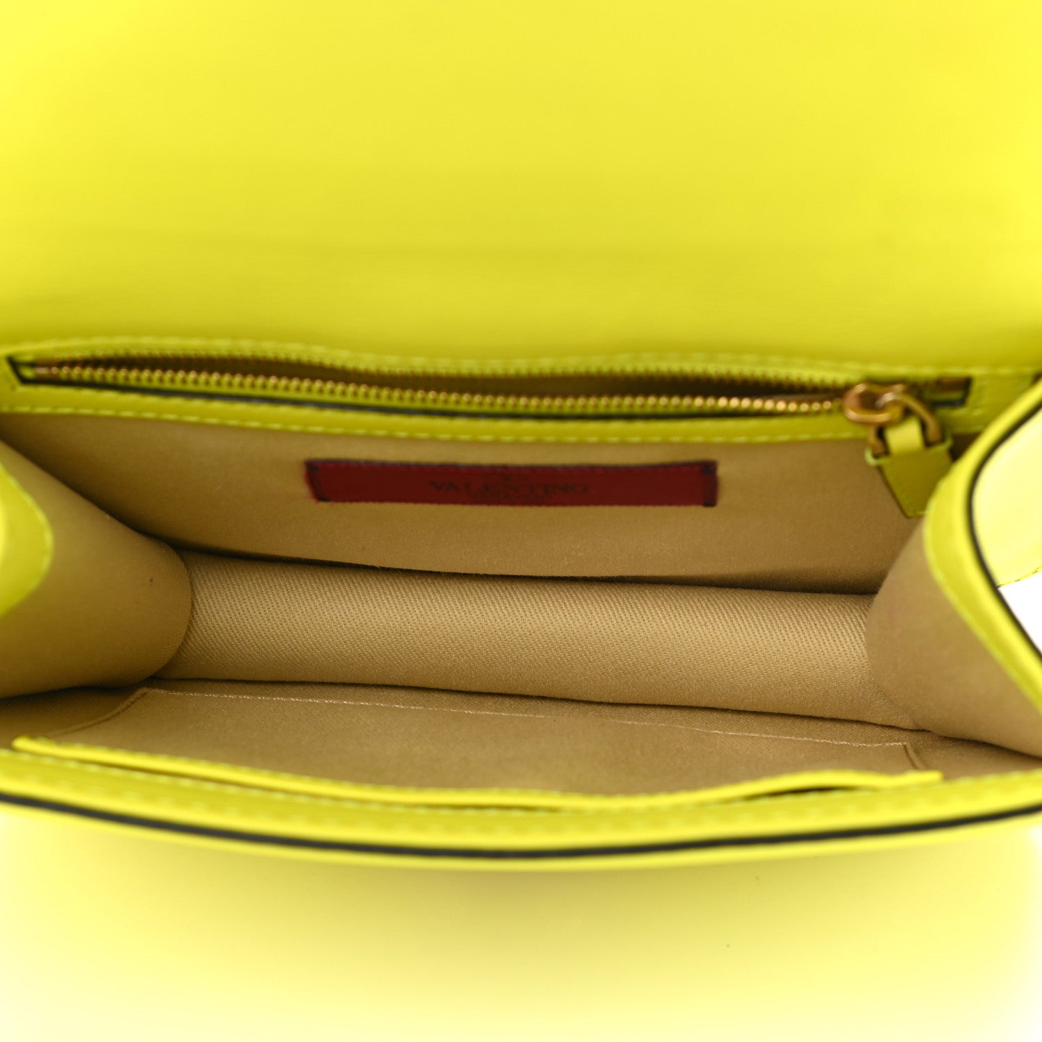 Valentino Garavani Vitello Small Glam Lock Rockstud Flap Neon Yellow 5 of 16