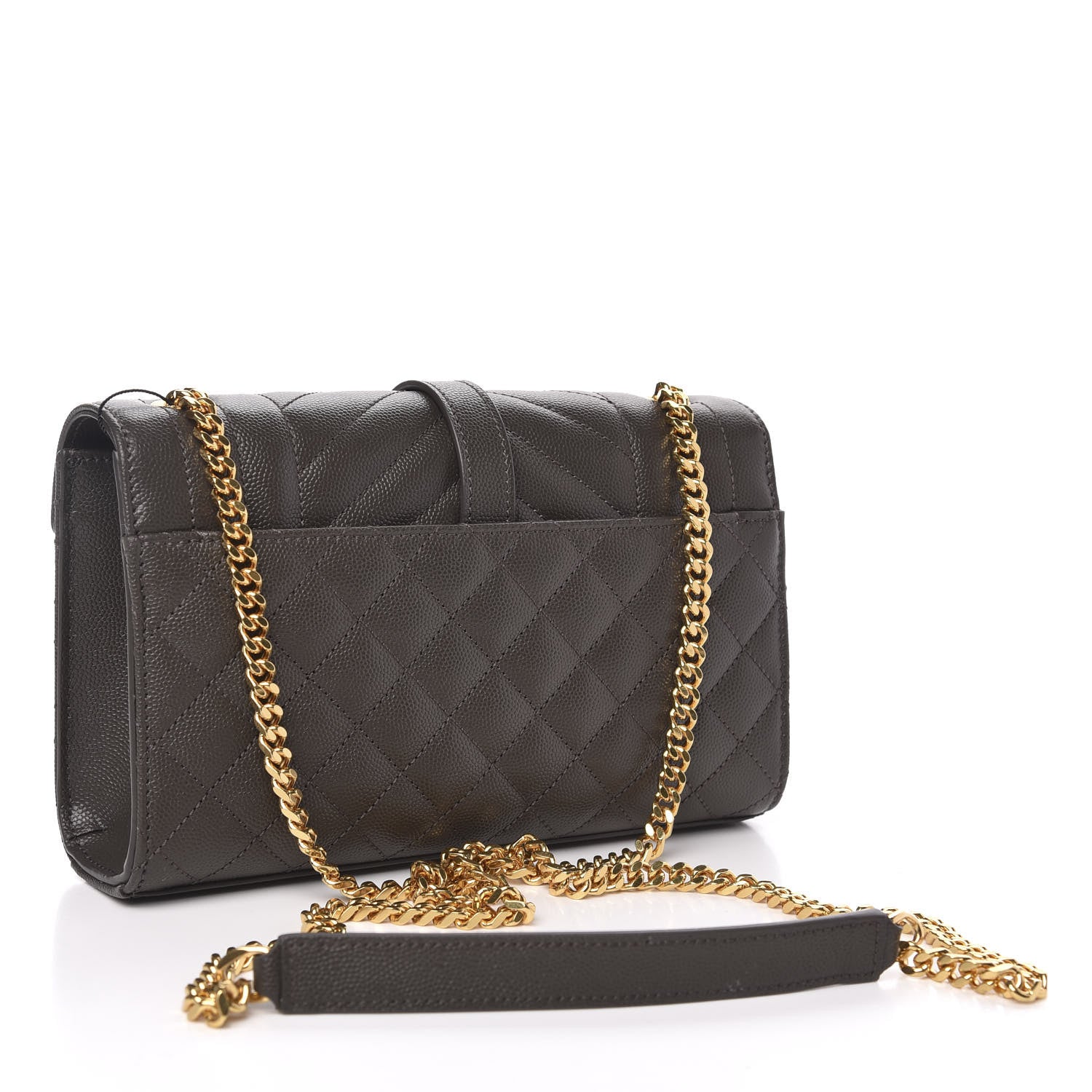 Saint Laurent Grain De Poudre Textured Mixed Matelasse Triquilt Small Monogram Satchel Pebble 3 of 9