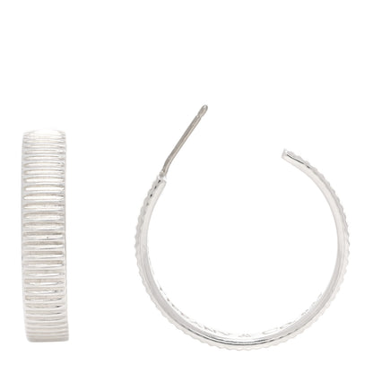 Tiffany Sterling Silver Ribbed Hoop Earrings 1 of 5